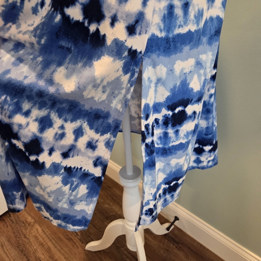 Terra & Sky Blue Tie-dye Patterned Maxi Skirt Elastic Waist Size 2X - Picture 7 of 11